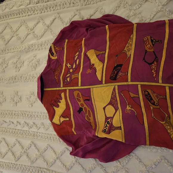 Vintage Escada Button-Up Blouse with Shoe Print. - Picture 4 of 8